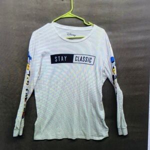 Disney Kids White Long Sleeve Tee with Mickey Graphics